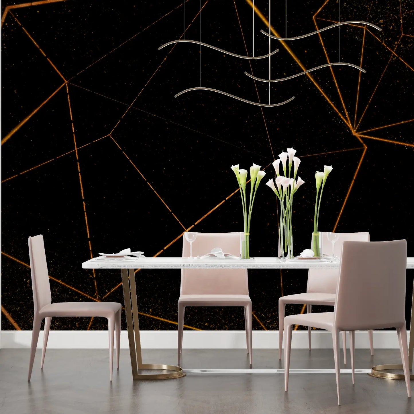 Papel pintado Art Deco negro y dorado - cabecero