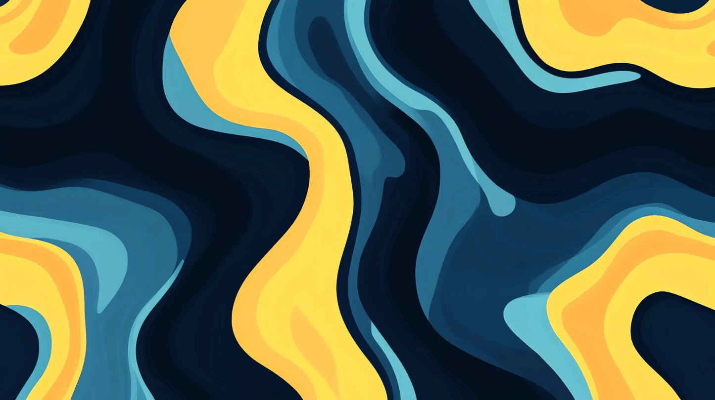 Diseño de papel pintado azul pato y amarillo mostaza.