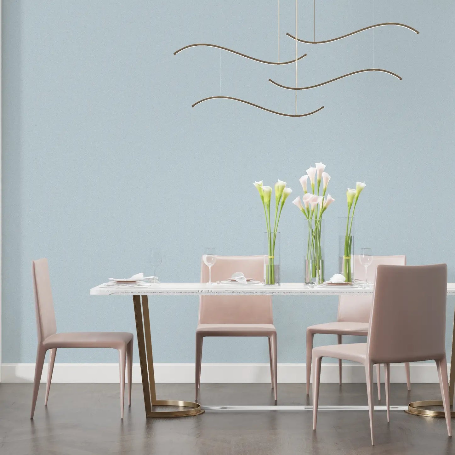 Papel pintado liso azul claro - salón