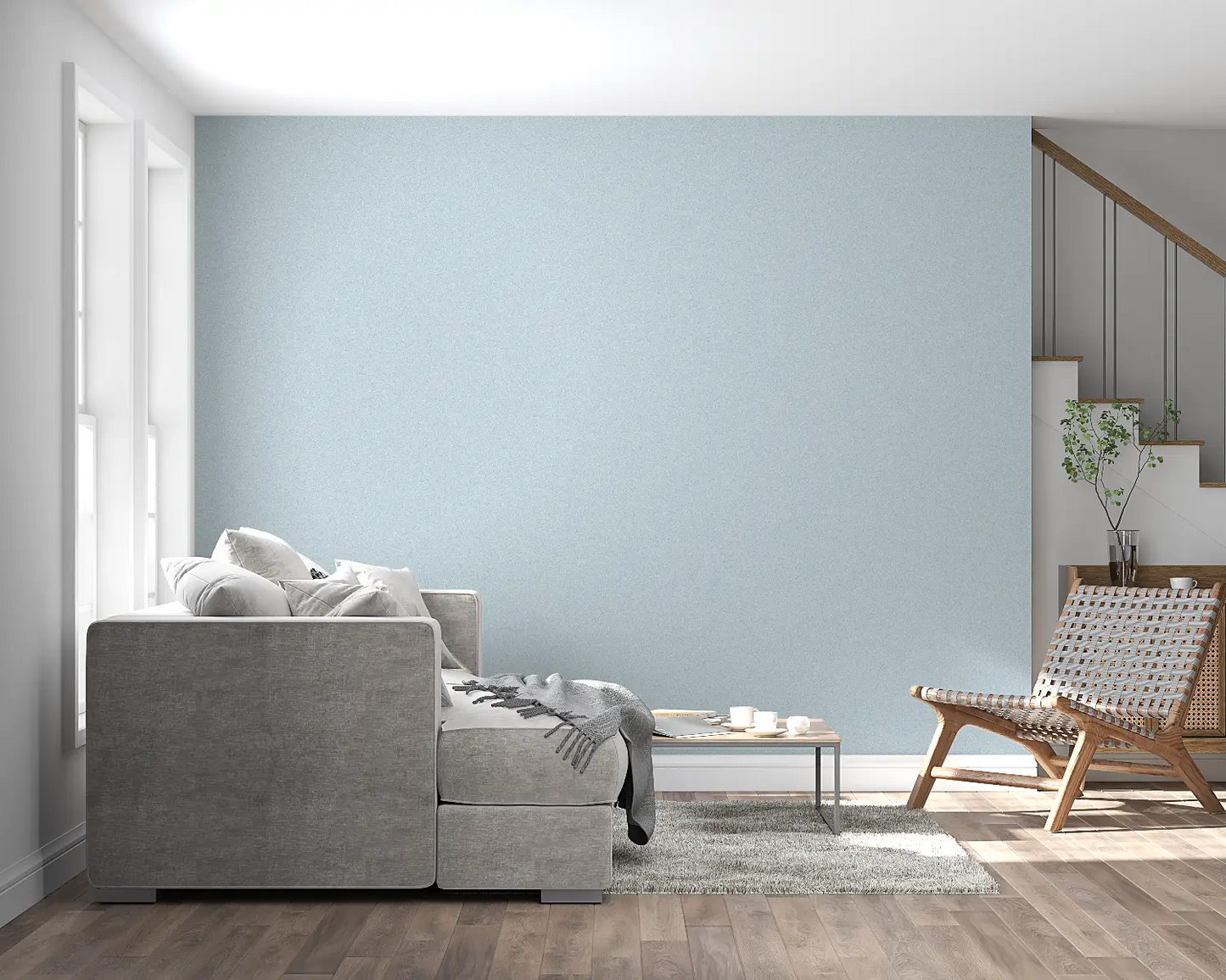Papel pintado liso azul claro - cabecero