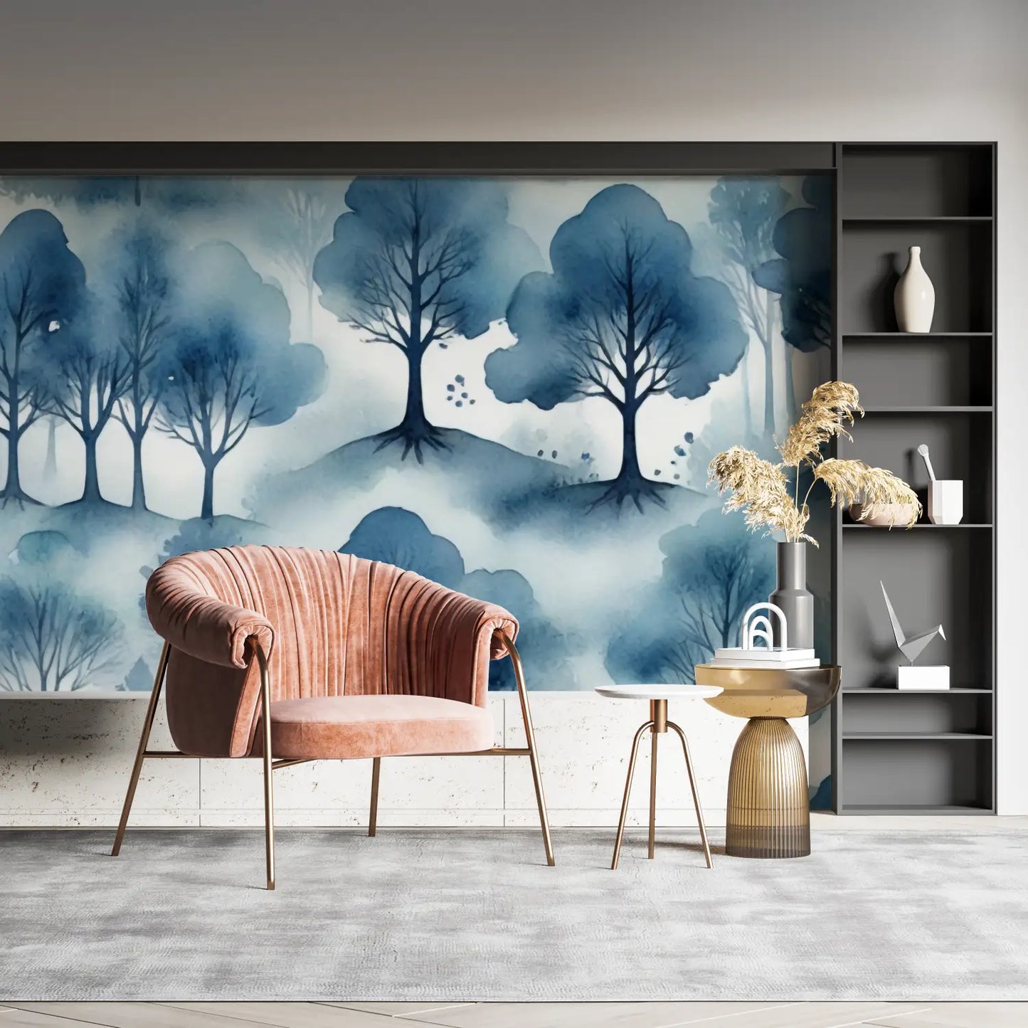 Papel pintado azul y gris - merlin leroy