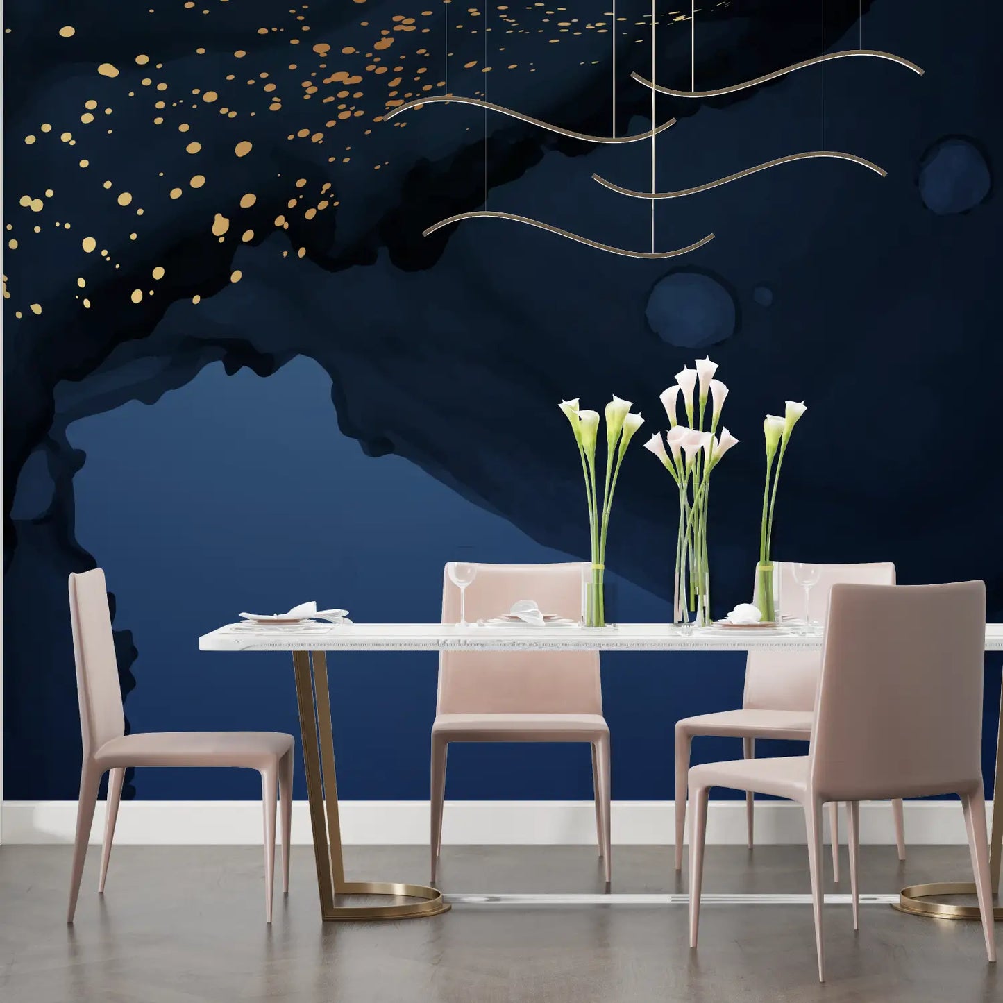 Papel pintado azul medianoche - salón