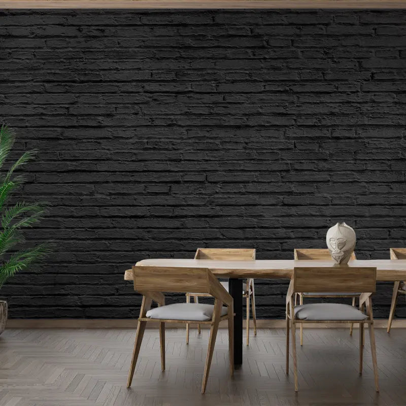 Papel pintado de ladrillo negro