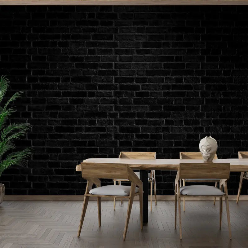 Papel pintado de ladrillo negro
