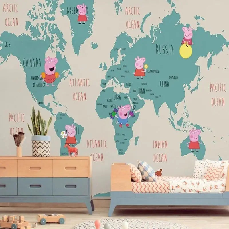 Papel Pintado con mapa de la habitación del bebé de Peppa Pig
