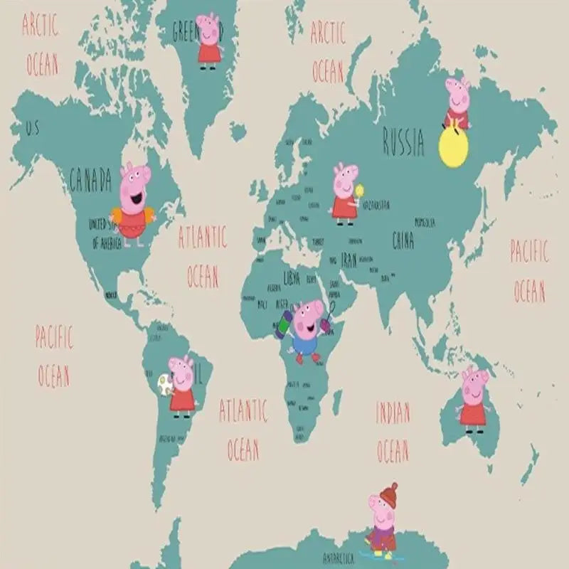 Papel Pintado con mapa de la habitación del bebé de Peppa Pig