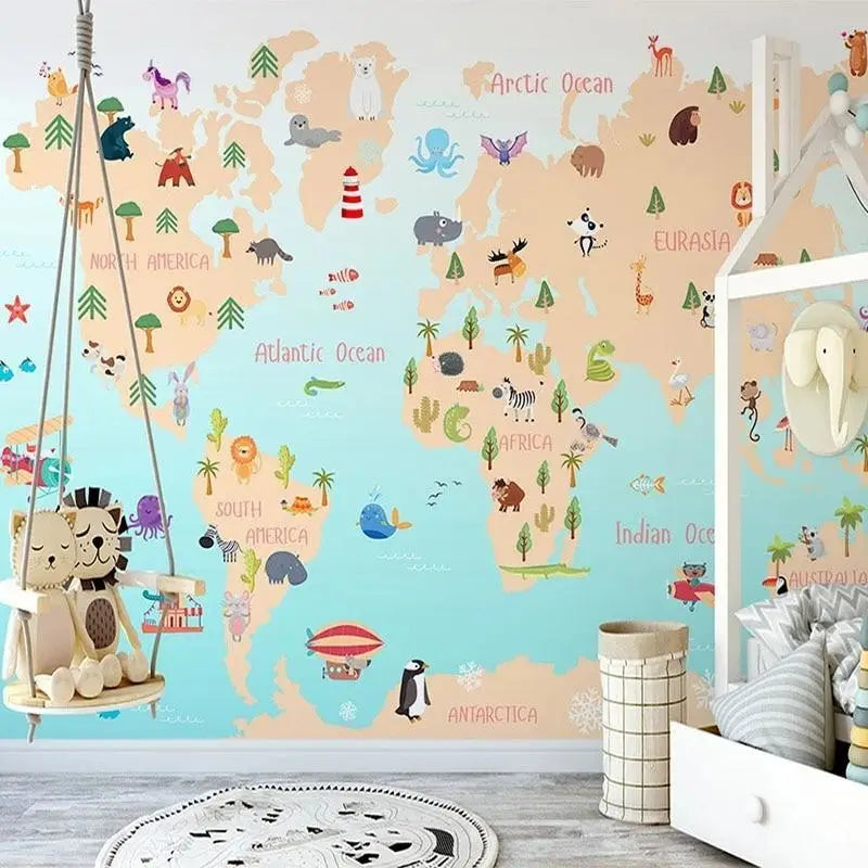 Papel Pintado de Mapa Mundial Infantil