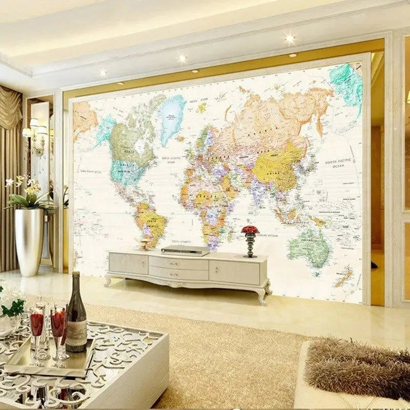 Papel Pintado De Mapa Mundial Con Patrón Occidental