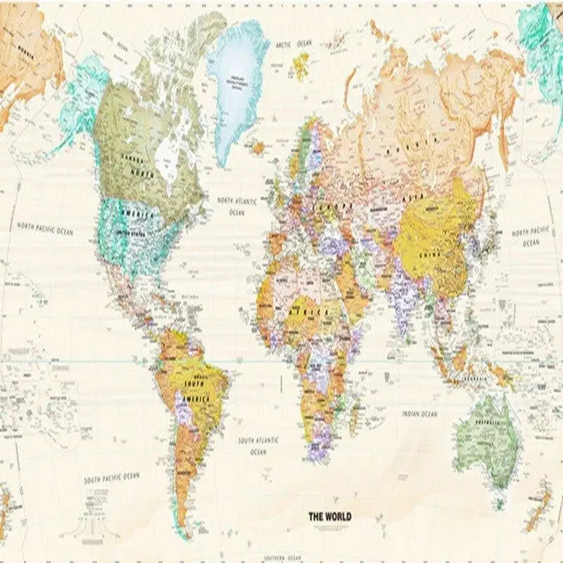 Papel Pintado De Mapa Mundial Con Patrón Occidental