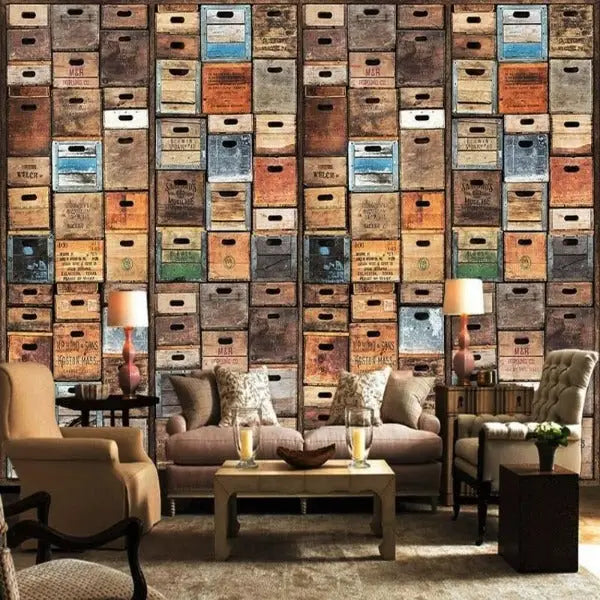 Papel pintado de casillero industrial