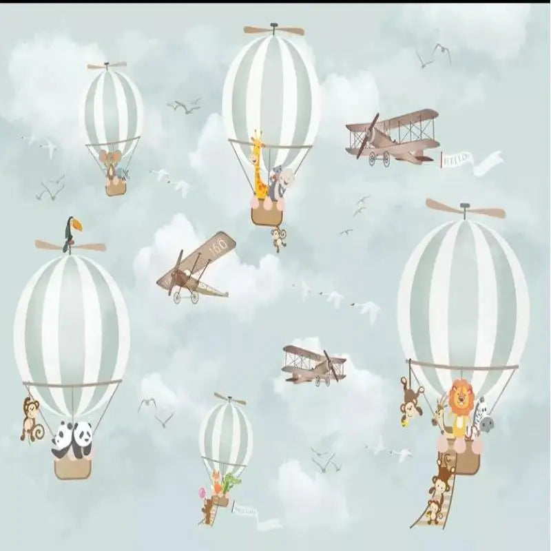 Papel pintado para habitación de bebé con tema de avión