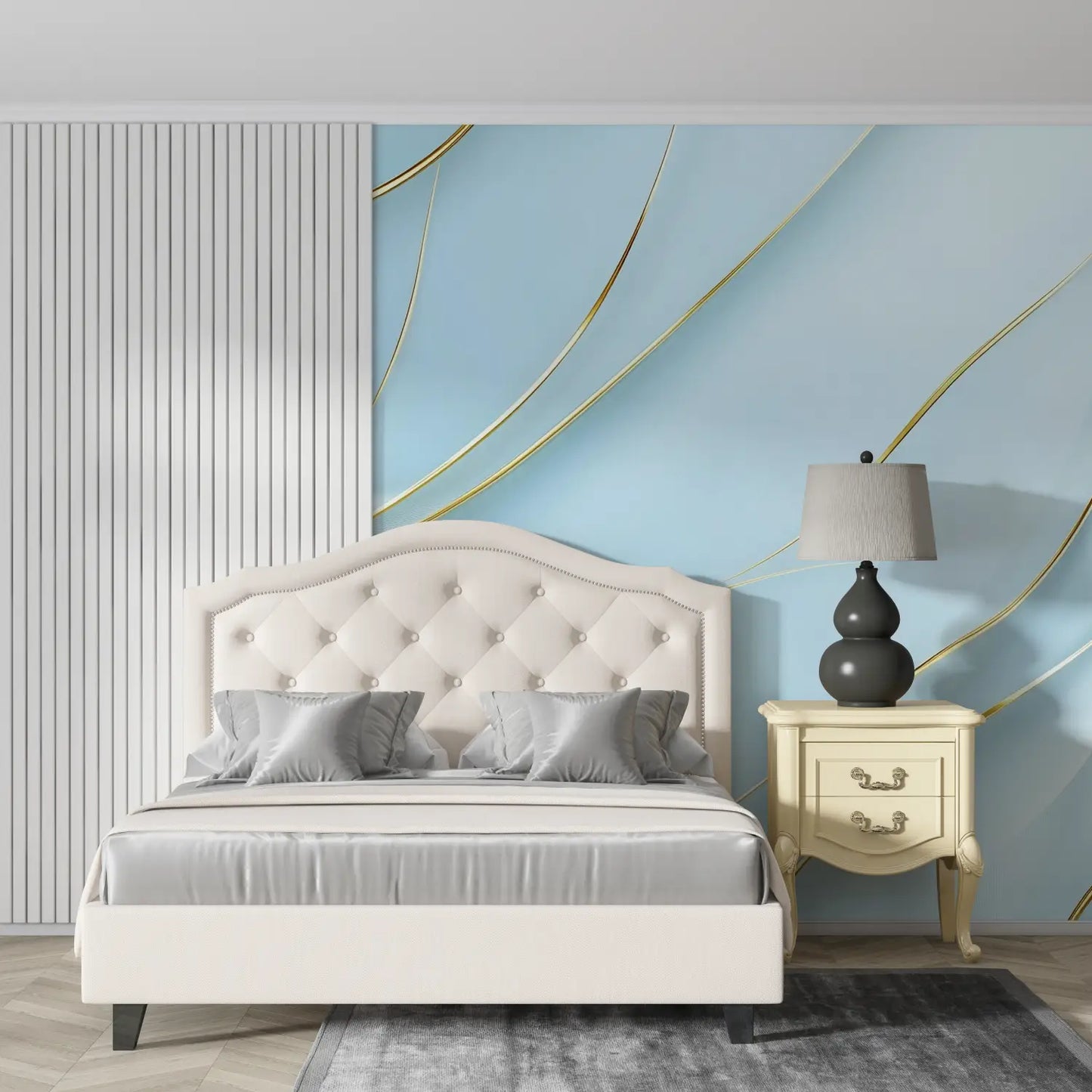 Papel pintado azul para dormitorio - tendencias
