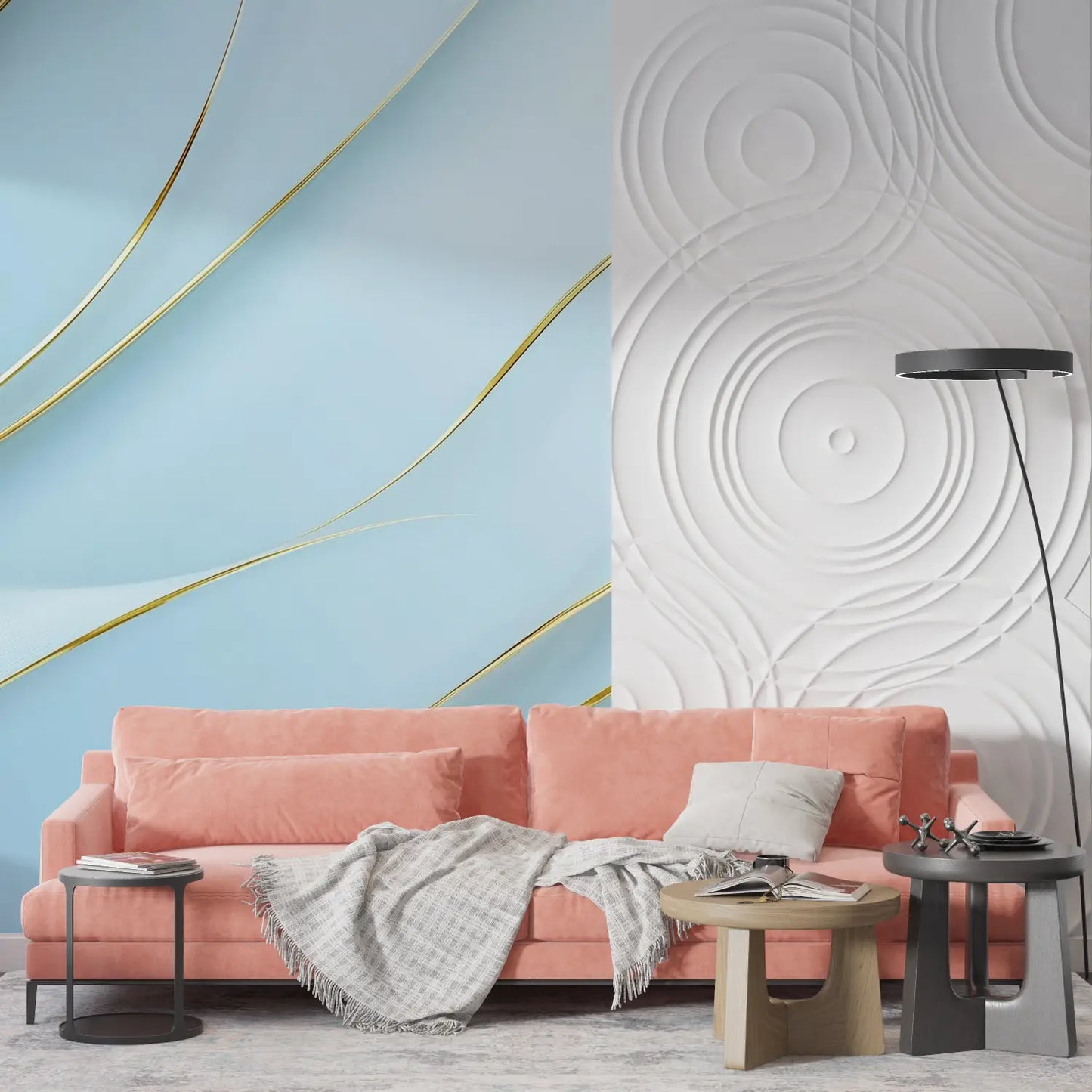 Papel pintado azul para dormitorio - diseño