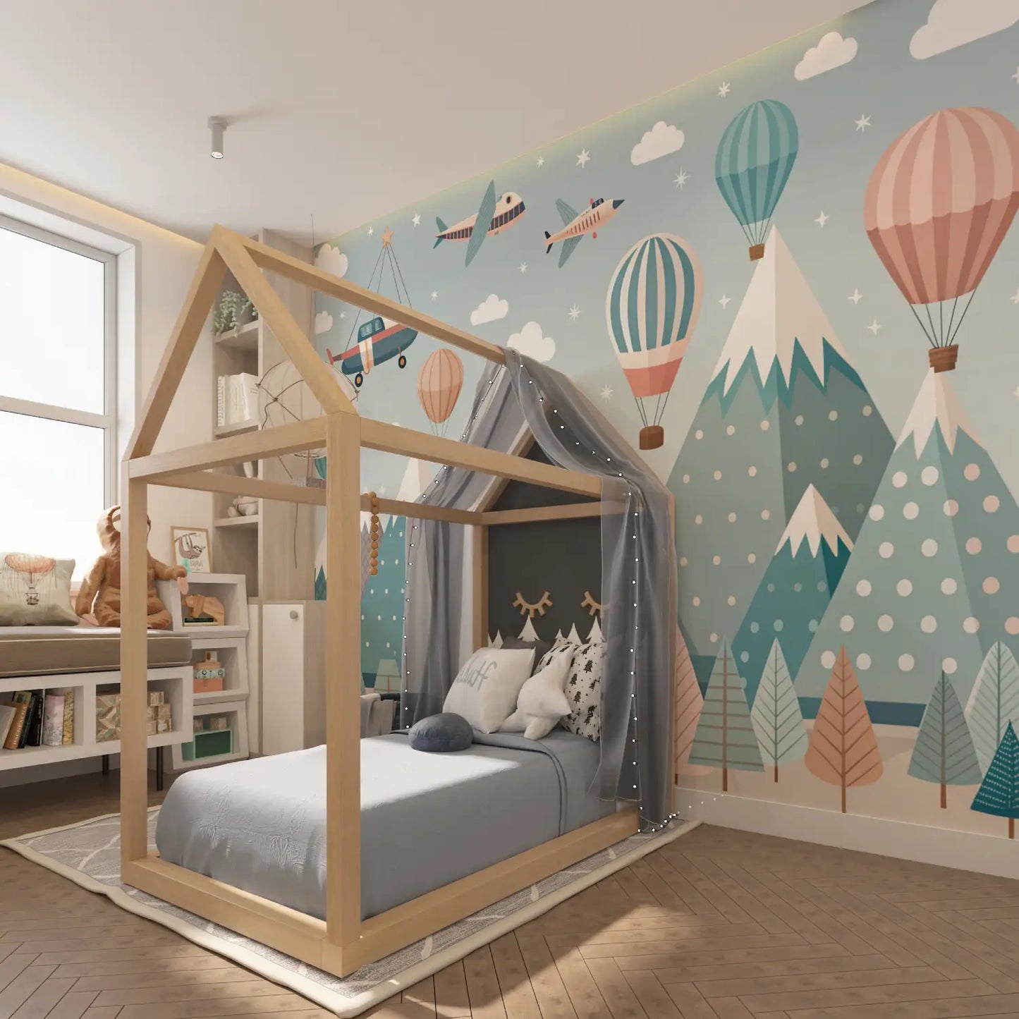 Papel pintado para dormitorio de niño - cama para dormitorio de niño