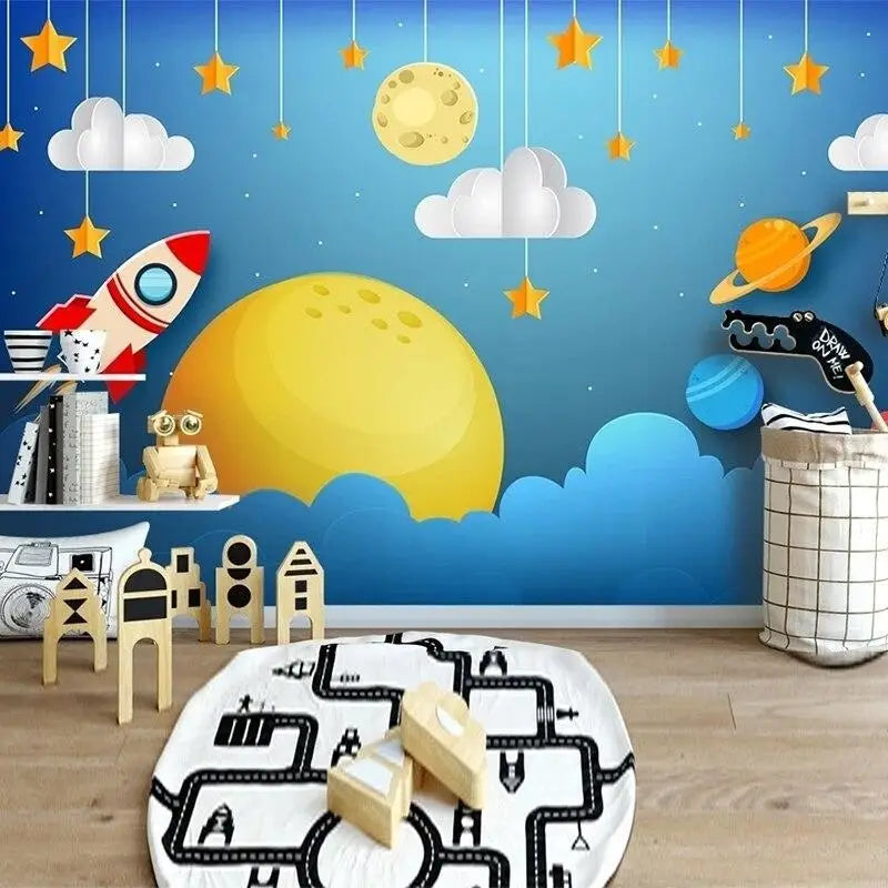 Papel pintado dormitorio espacial para niño