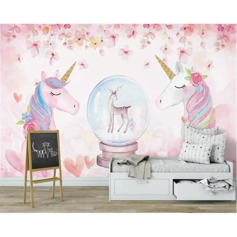 Papel pintado dormitorio de niñas unicornio