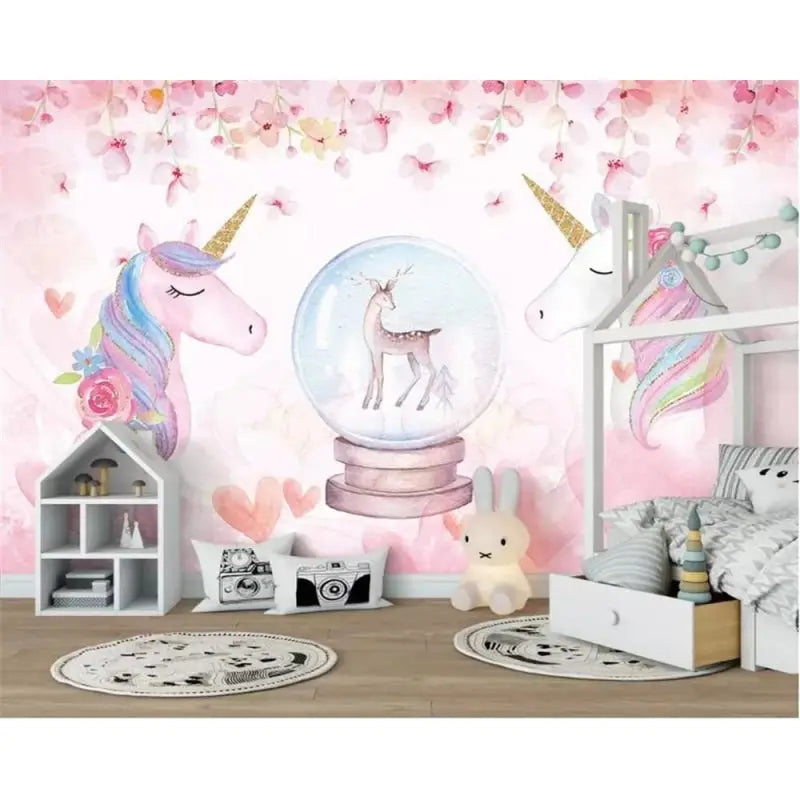 Papel pintado dormitorio de niñas unicornio