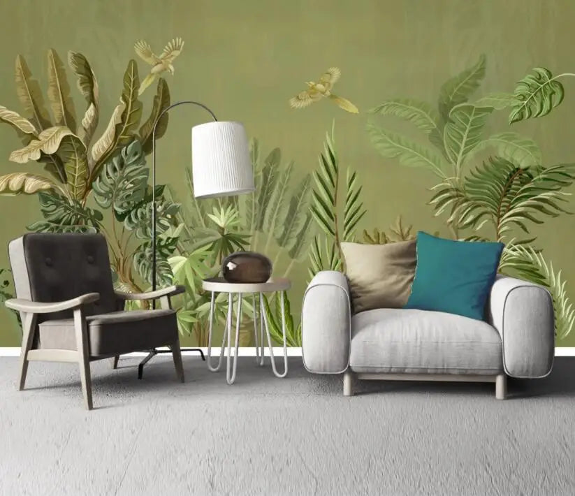 Papel pintado de follaje decorativo