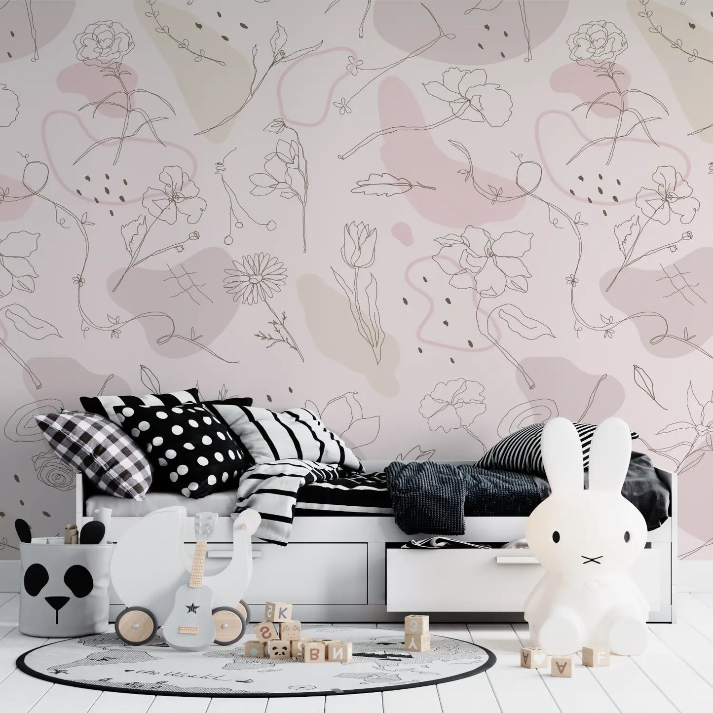 Papel pintado infantil con diseño de flores - manga hero
