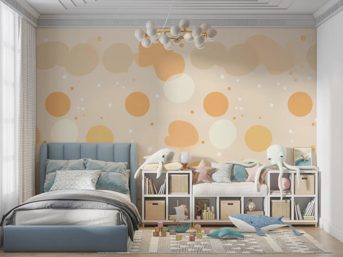 Papel pintado infantil ocre - pared panorámica del dormitorio