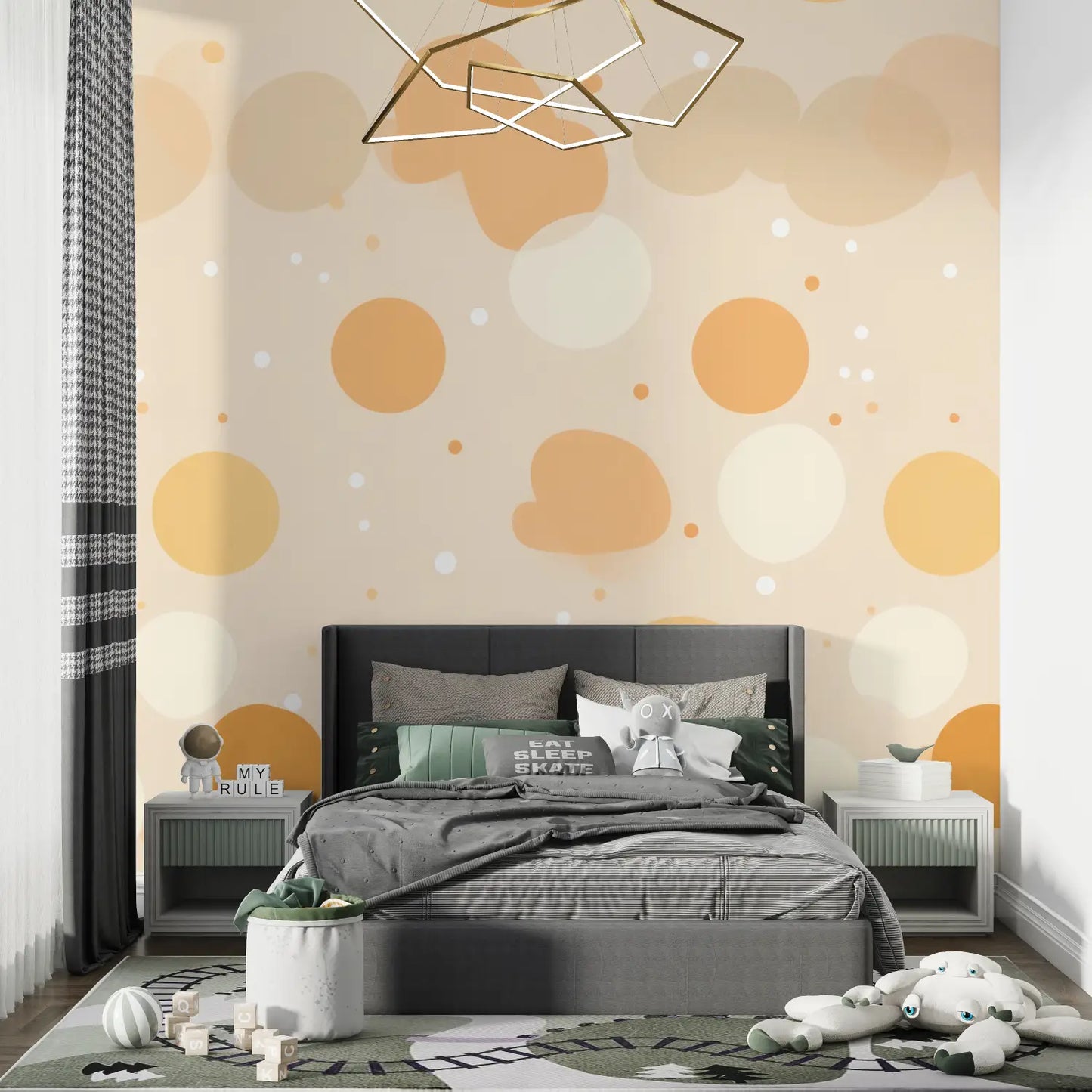 Papel pintado infantil Ocre - dormitorio pequeño