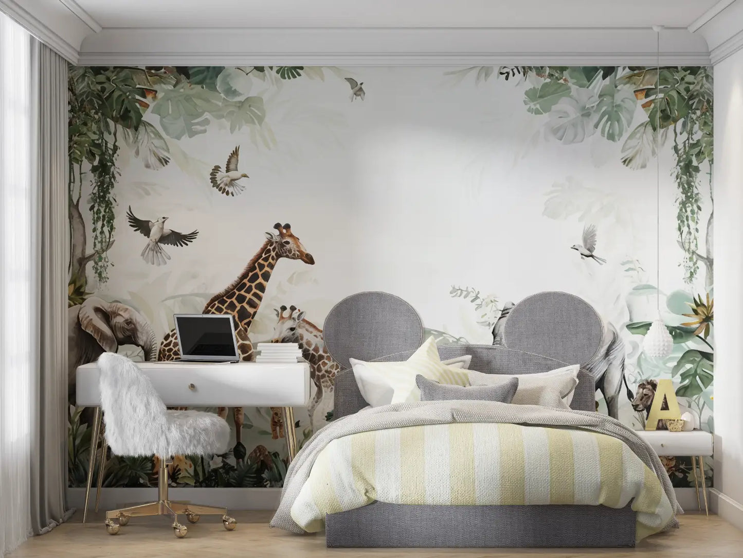 Papel pintado infantil de moda - pared panorámica del dormitorio