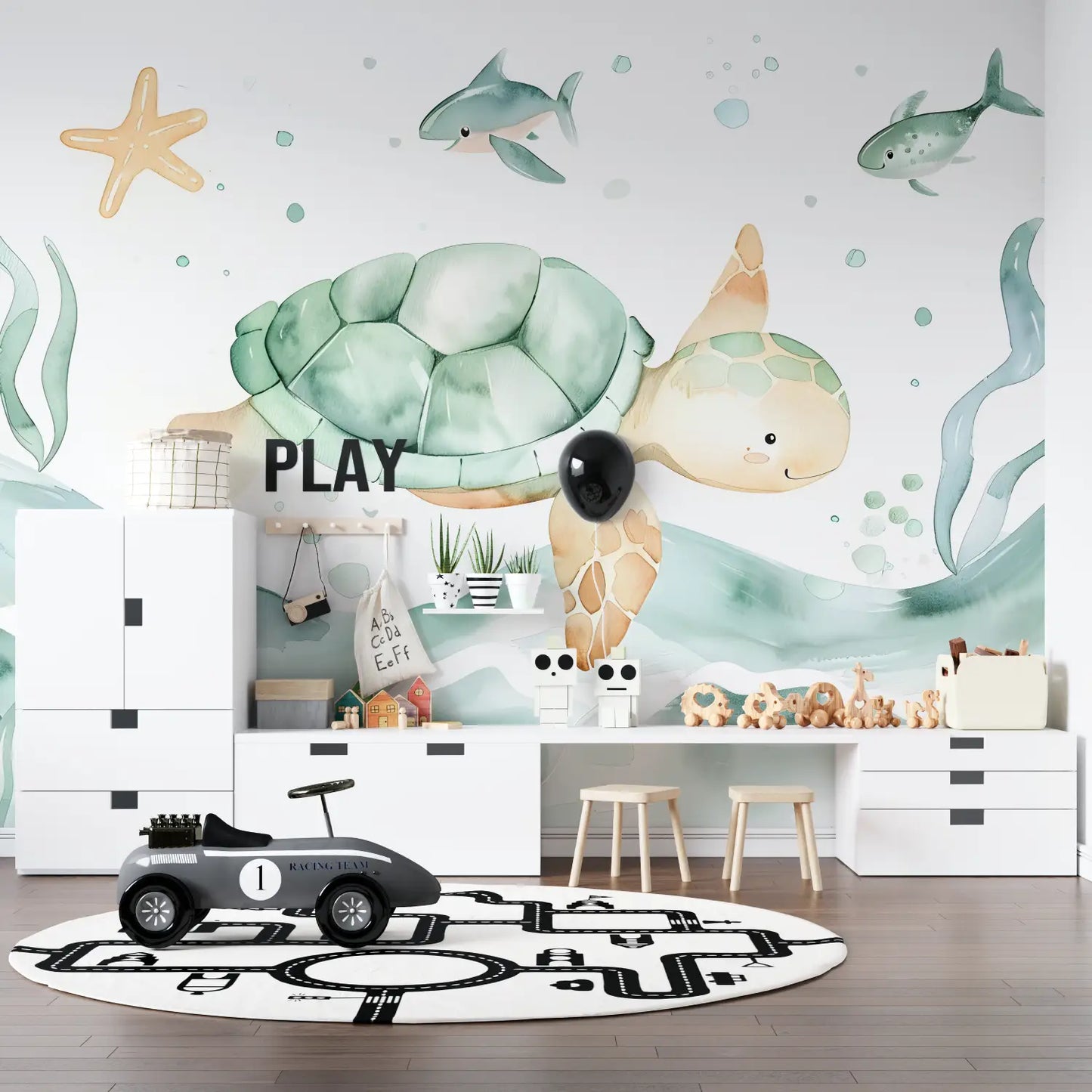Papel pintado infantil Tortuga - héroe manga