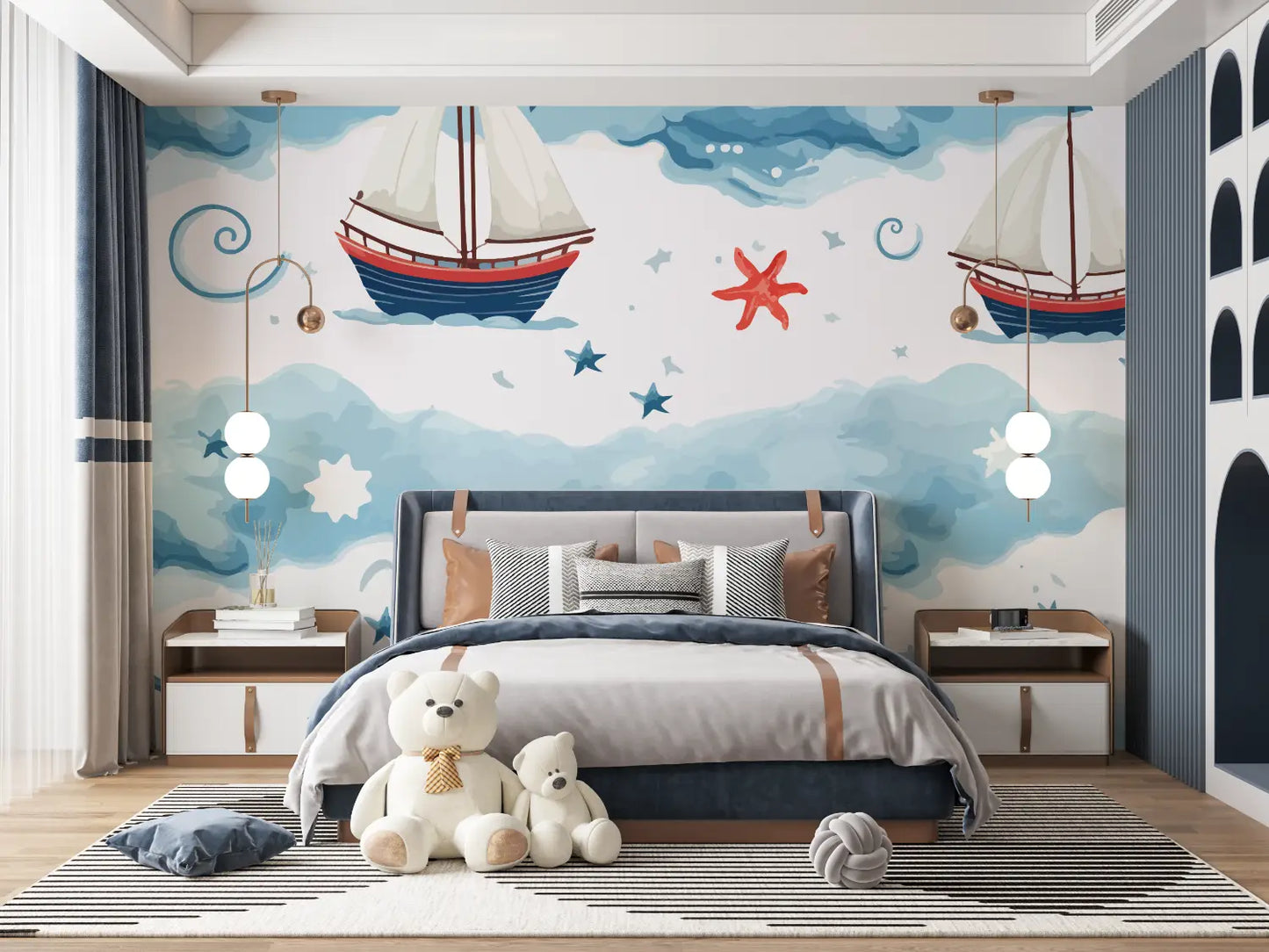 Papel pintado infantil Barco - héroe manga