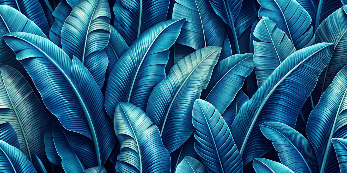 Papel pintado de follaje azul
