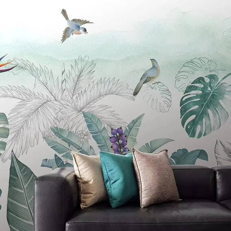 Papel pintado de follaje de moda