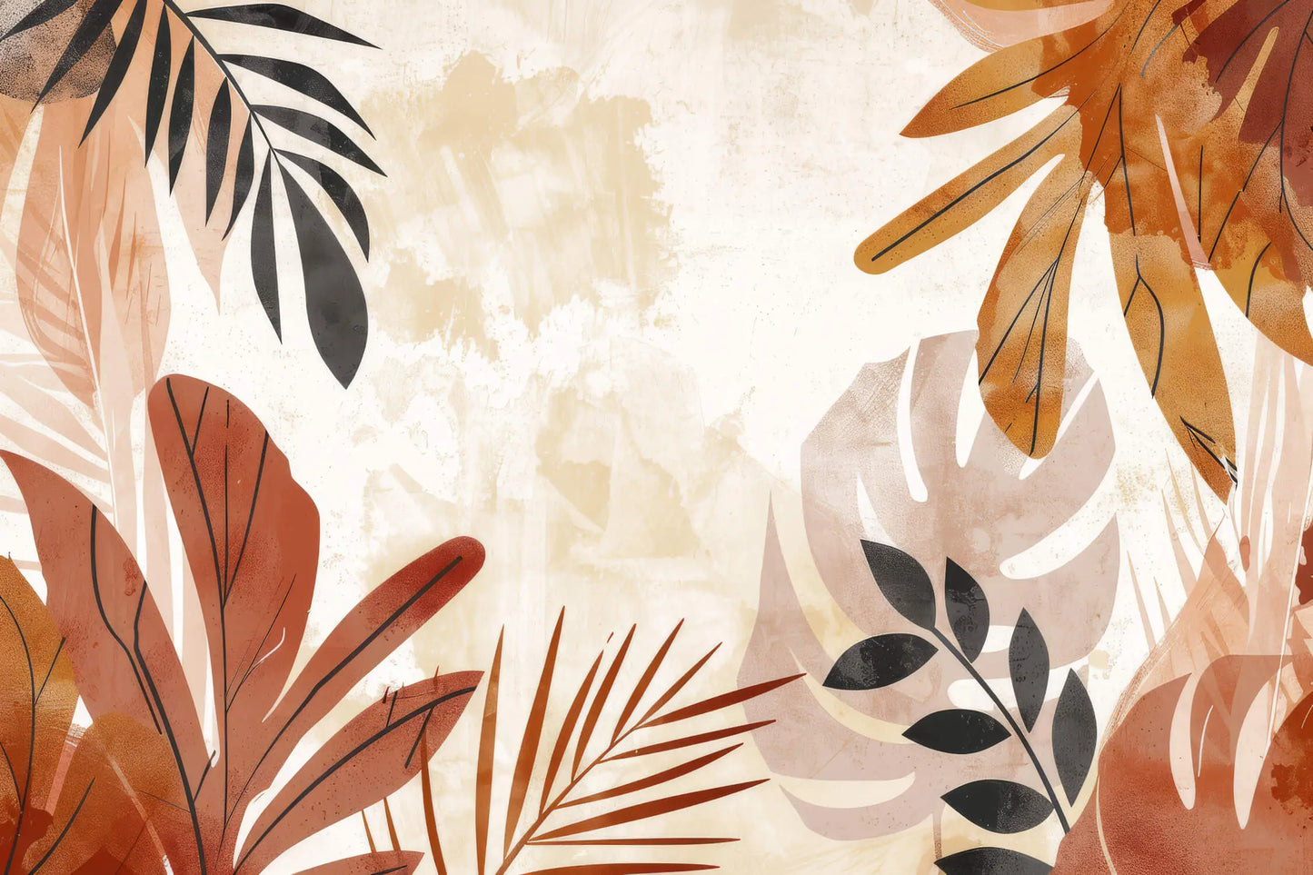 Papel pintado de follaje de terracota