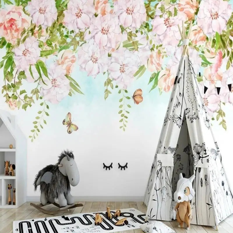 Papel Pintado De Flores De Bebé