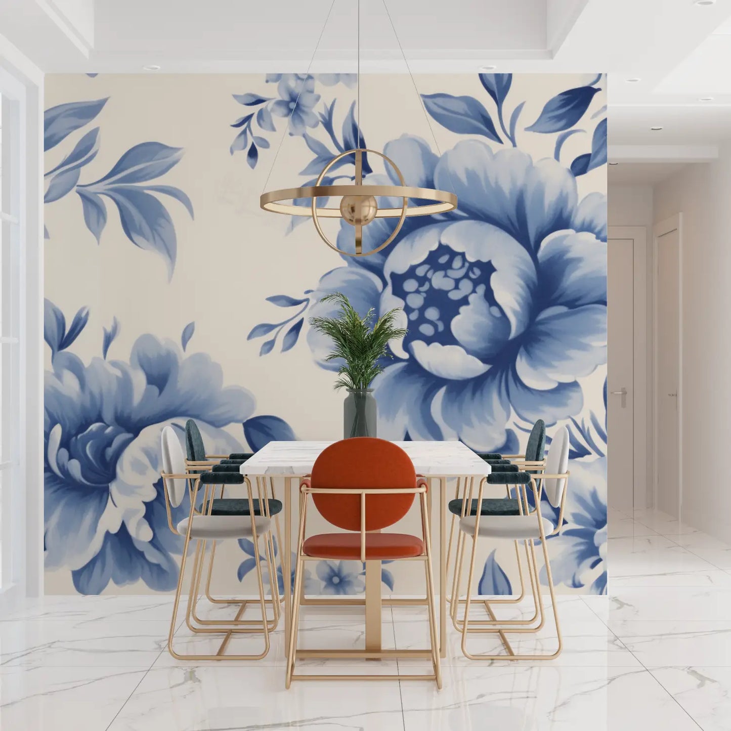 Papel pintado de flores azules - diseño