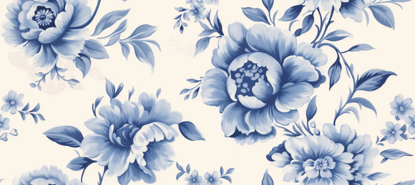 Papel pintado de flores azules