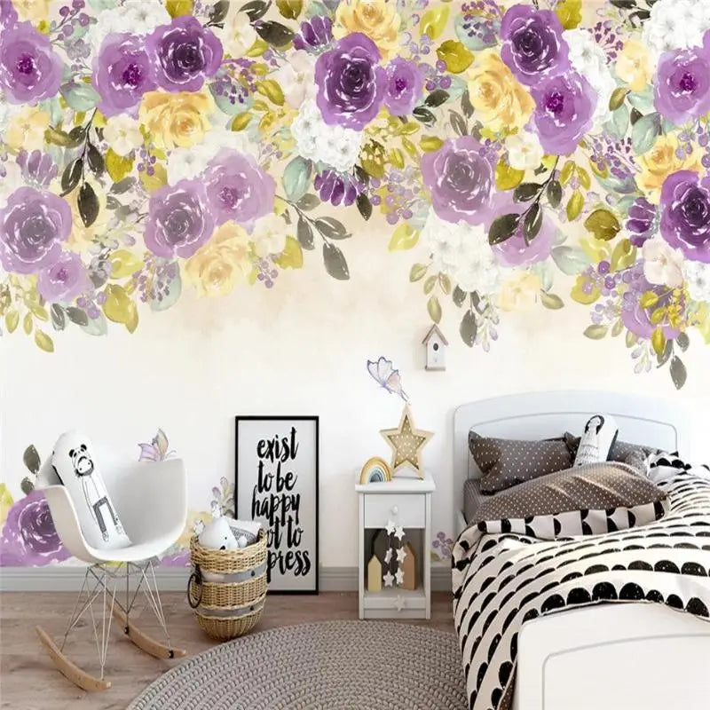 Papel pintado de flores moradas