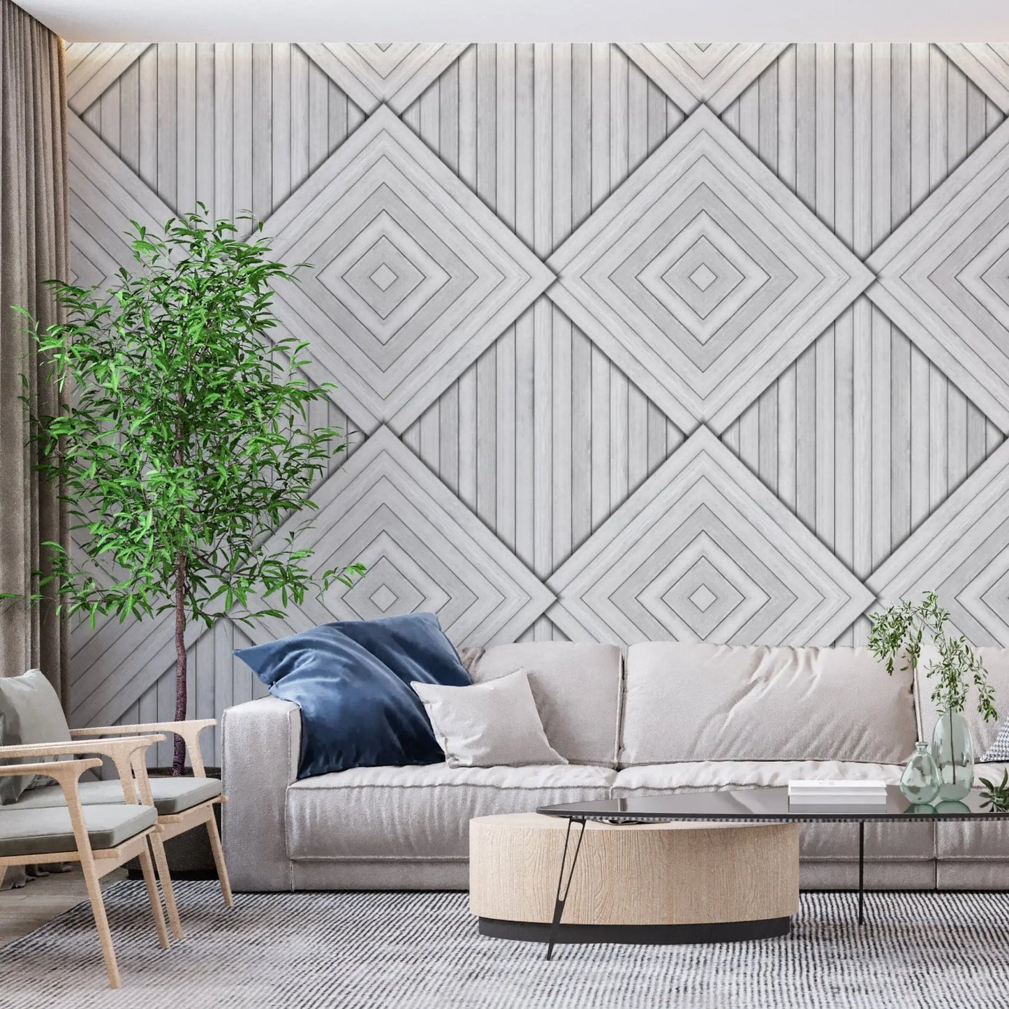 Papel pintado blanco gris