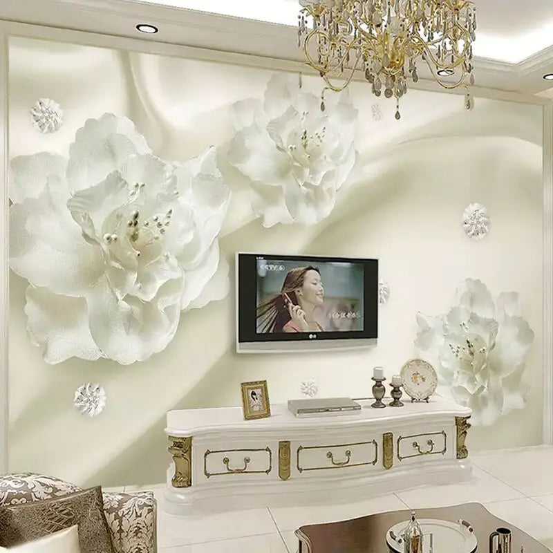 Papel pintado de flores blancas grandes