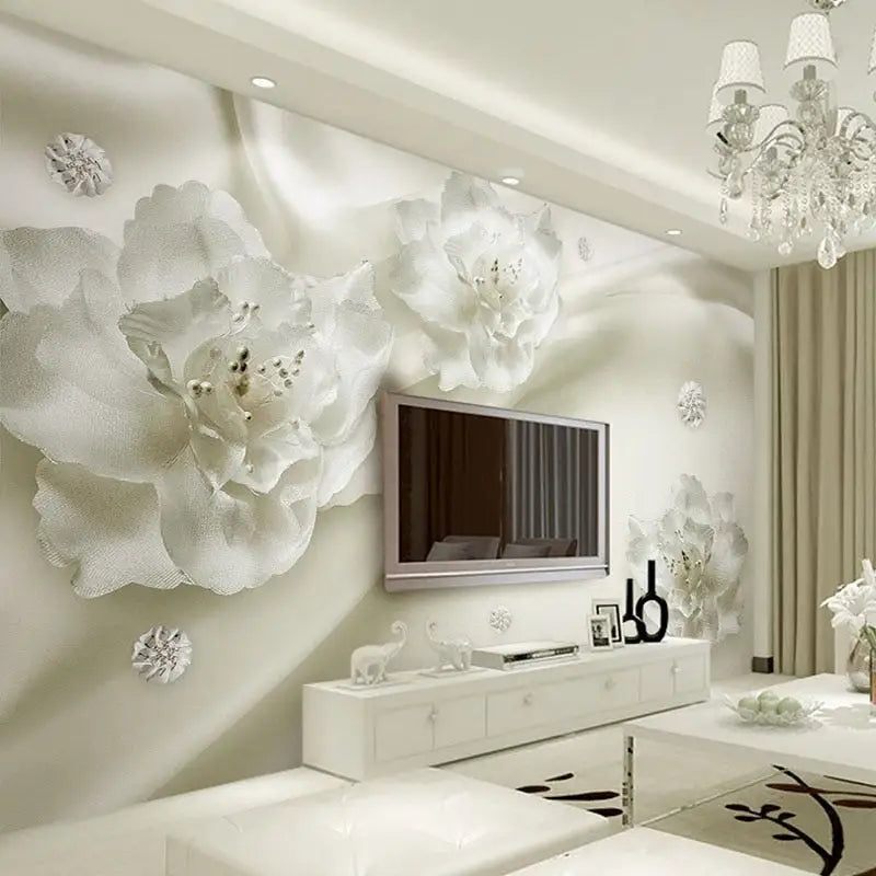 Papel pintado de flores blancas grandes