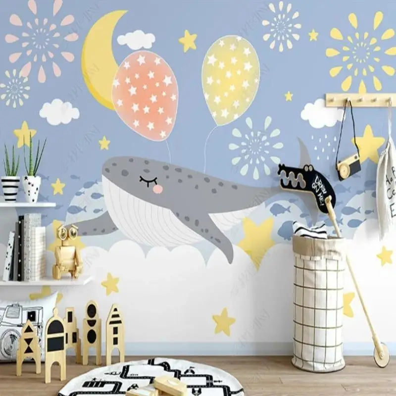 Papel pintado no tejido para habitación de bebé