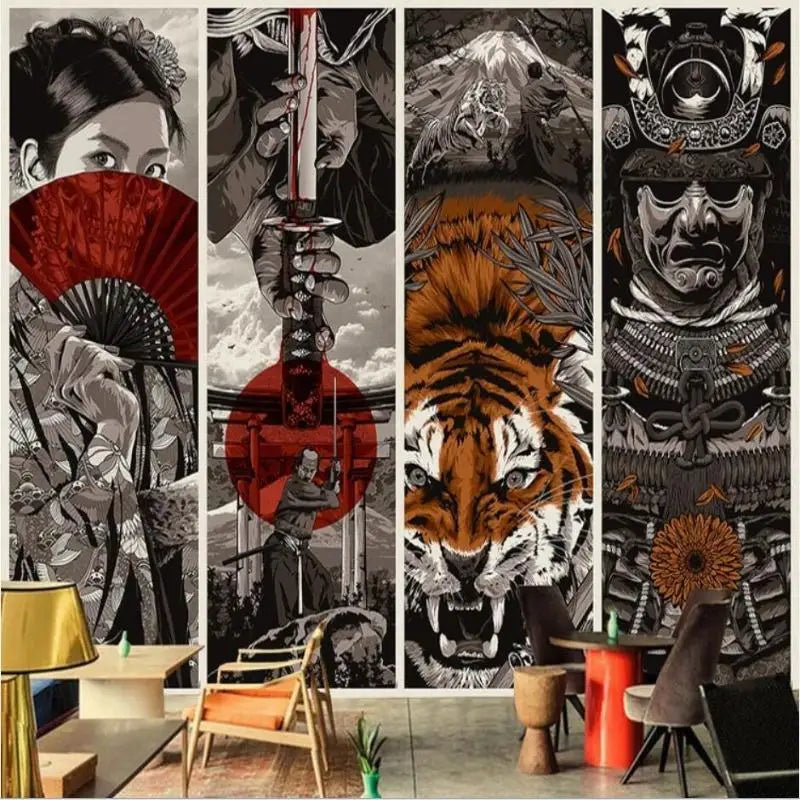 Papel Pintado de Geisha Japonesa y Samurai