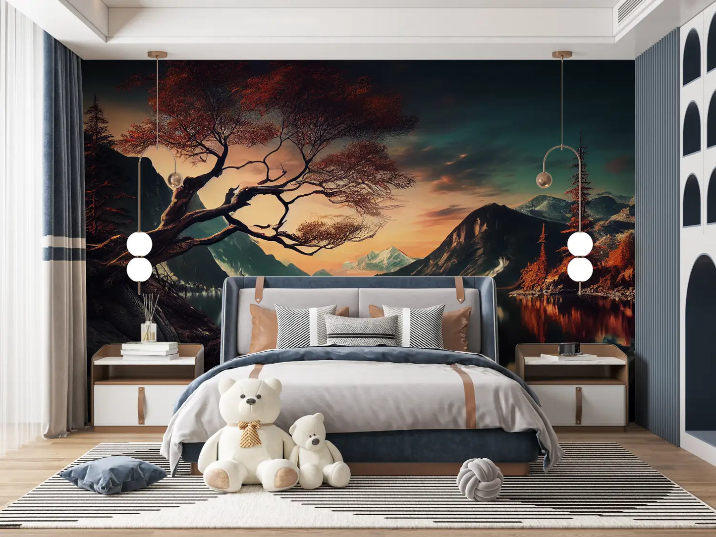 Papel Pintado del lago Zen japonés - anime panorámico