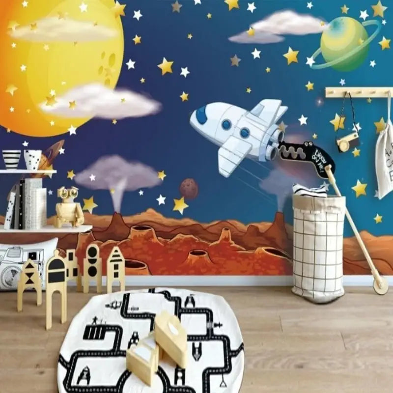 Papel pintado con motivos espaciales
