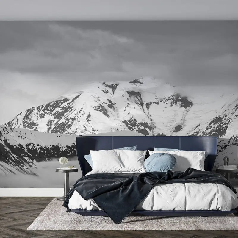 Papel pintado de montaña en blanco y negro