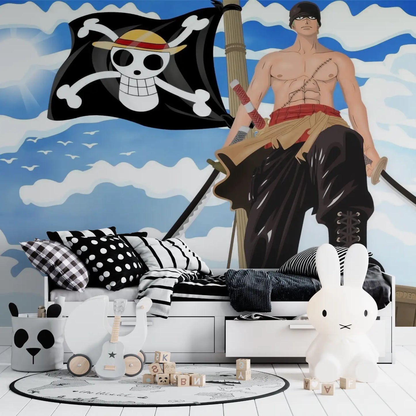 Papel Pintado de anime de bandera pirata de One Piece - pared panorámica