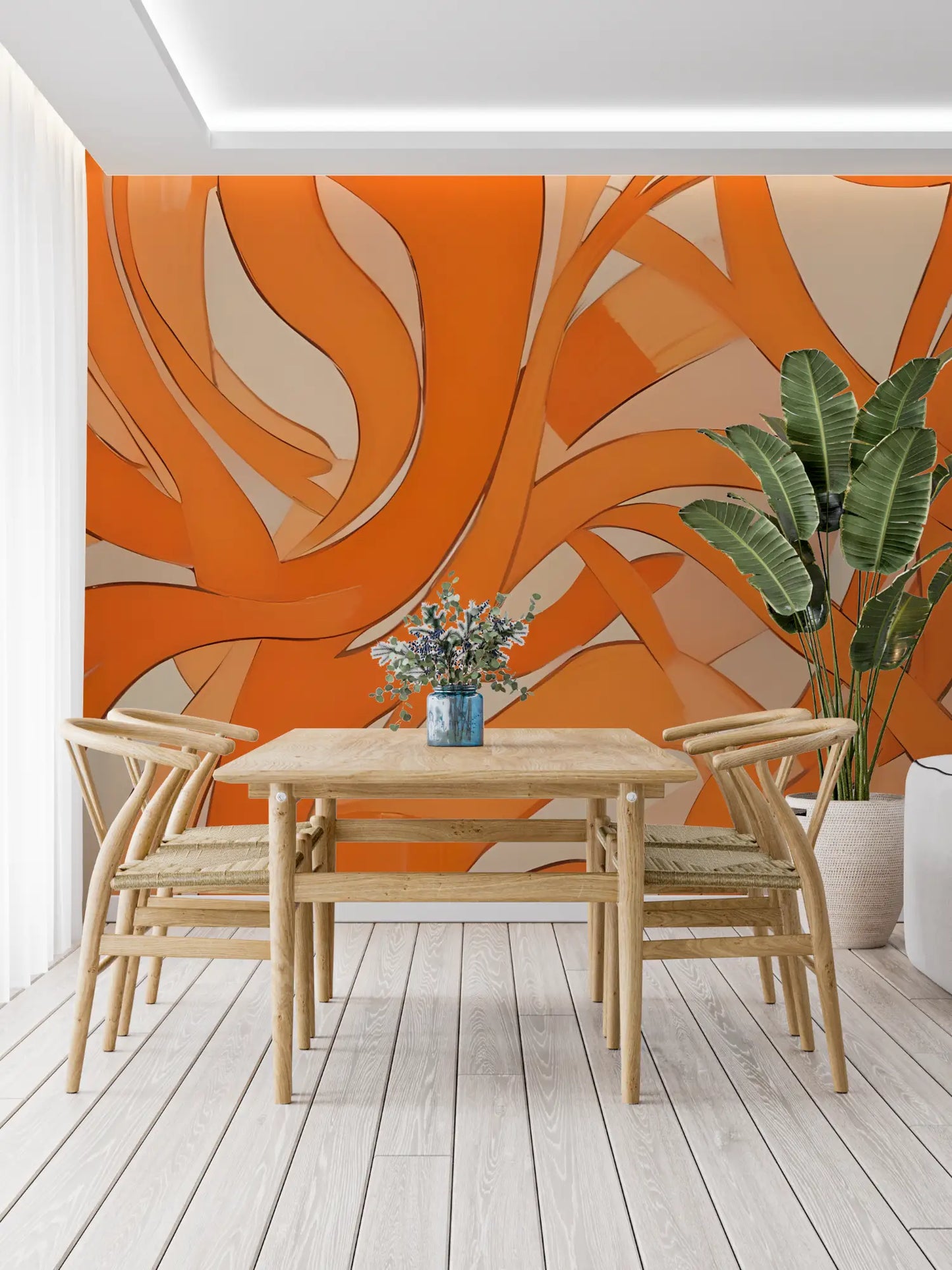 Papel pintado naranja fluido - Francés