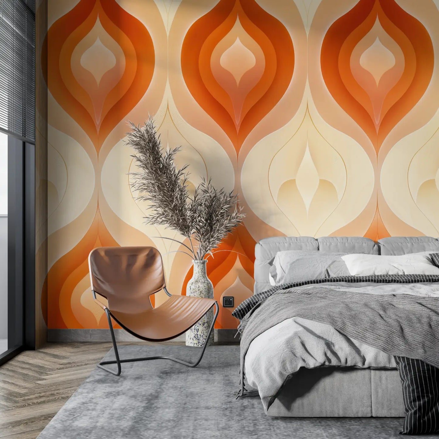 Papel pintado estampado naranja - pano tapestry