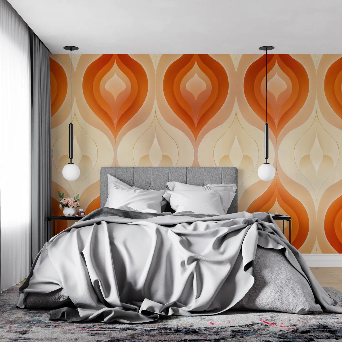 Papel pintado estampado naranja - 4murs