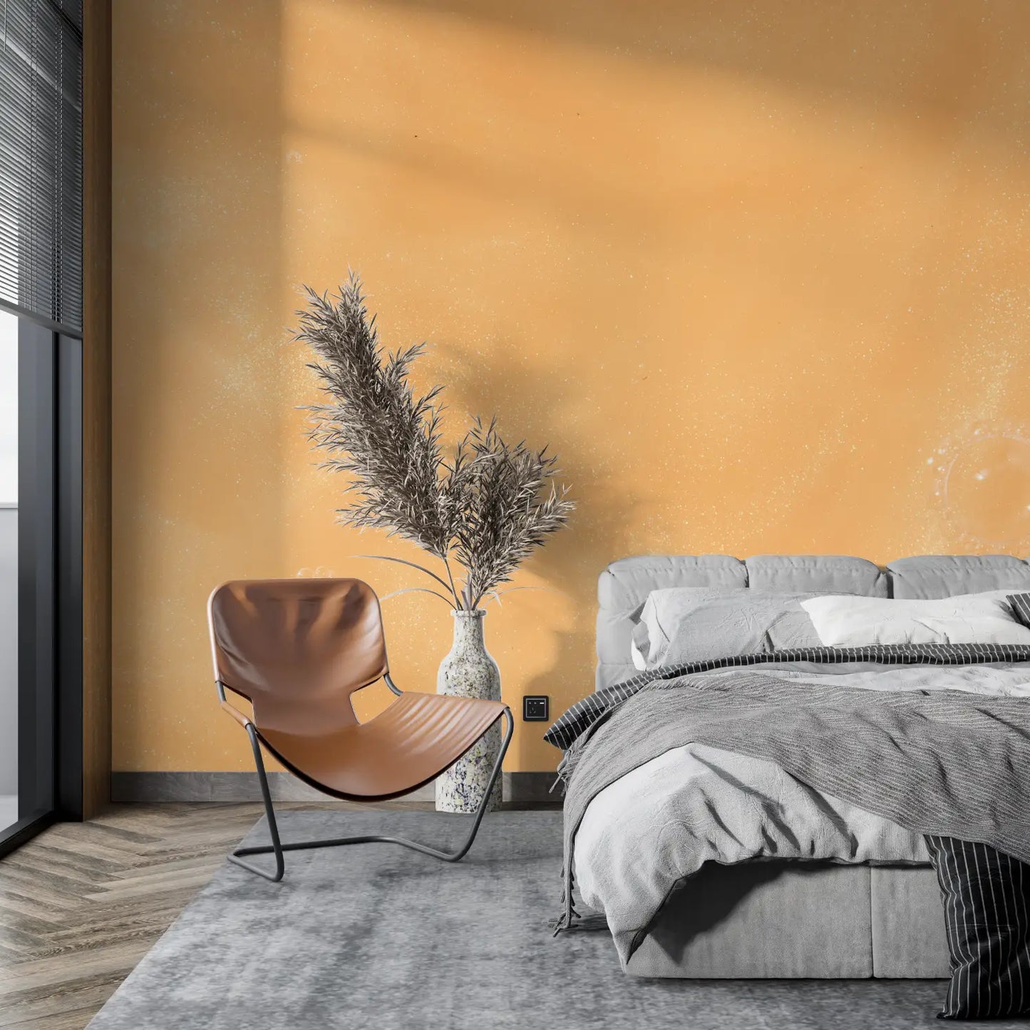 Papel pintado texturizado naranja pastel - 4murs