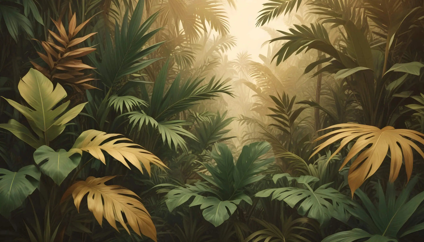 Papel pintado panorámico de la selva verde