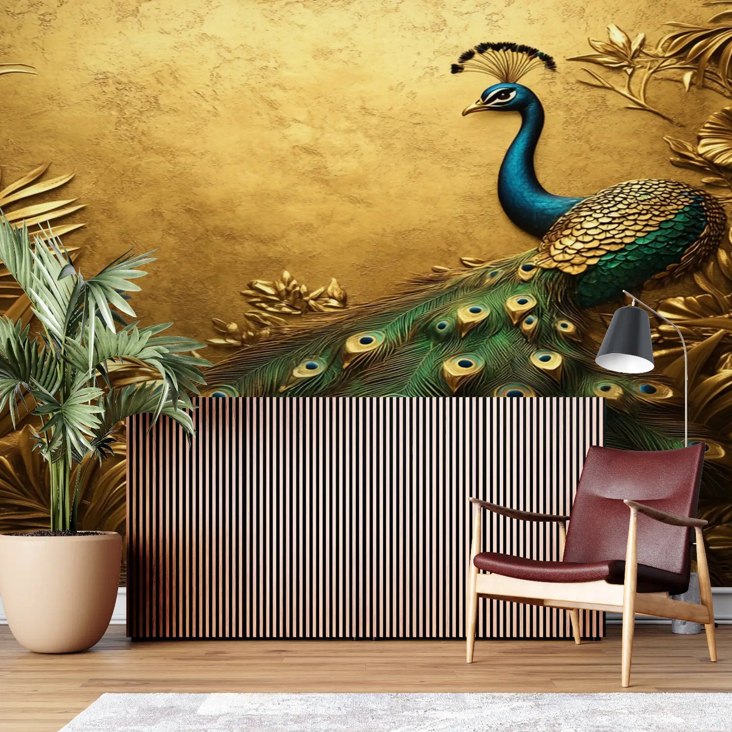 Papel Pintado de pavo real dorado - merlin leroy